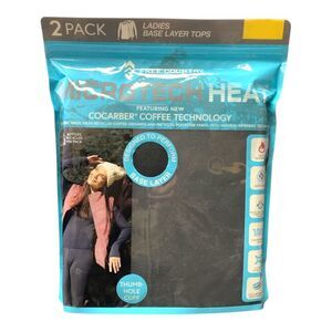 Black - Free Country Ladies Microtech Heat Base Layer Top 2-Pack, Cocarber Coffe